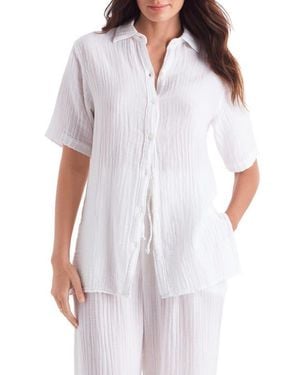 Mimi Flamingo Vista Double Gauze Shirt - White