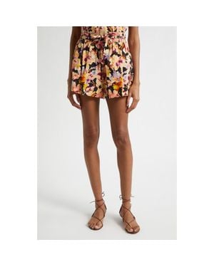Ulla Johnson Rowan Floral Cotton Shorts - Orange