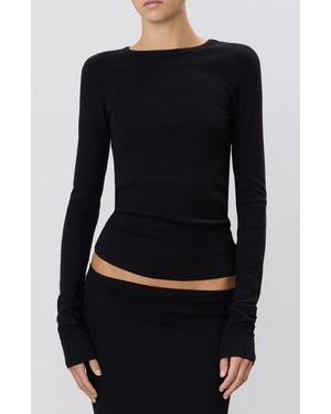 ÉTERNE Long Sleeve Fitted T-Shirt - Black