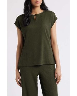 Anne Klein Textured Keyhole Top - Green