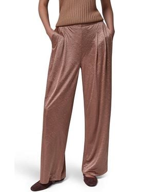 Donna Karan Crinkled Wide Leg Pants - Brown