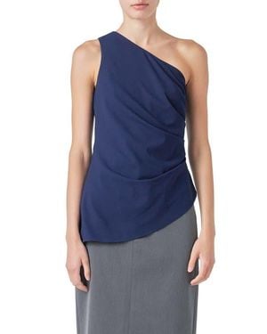 Grey Lab One-Shoulder Pleated Top - Blue