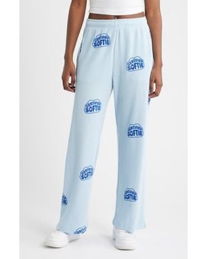 The Mayfair Group Certified Softie Waffle Knit Fleece Graphic Sweatpants - Blue