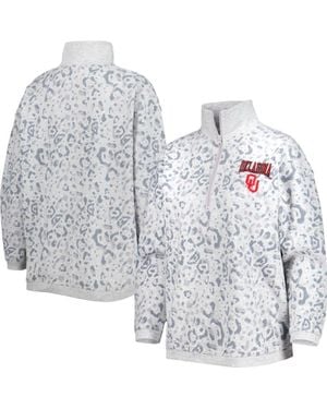 Gameday Couture Oklahoma Sooners Leopard Quarter-Zip Sweatshirt - White