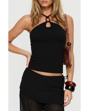 Princess Polly Teyla O-Ring Crop Rib Top - Black