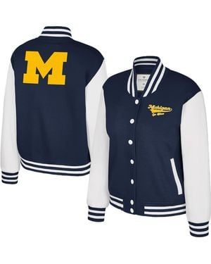 Colosseum Athletics Michigan Wolverines French Baguette Full Snap Fleece Jacket - Blue