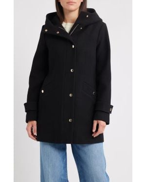 Michael Kors Wool Blend Hooded Coat - Black