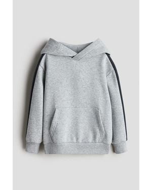 H&M Contrast-Panel Hoodie - Gray