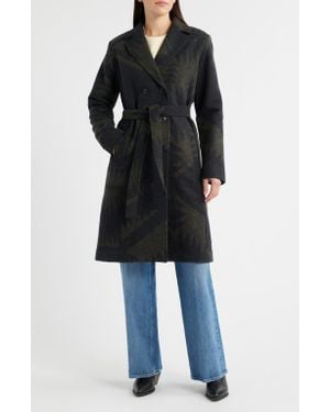 Pendleton Mirror Lake Jacquard Virgin Wool Trench Coat - Black