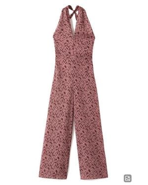 MANGO TEEN Floral Print Wide Leg Jumpsuit - Purple