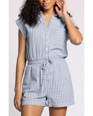 Thread & Supply Marina Stripe Cotton Romper - Blue