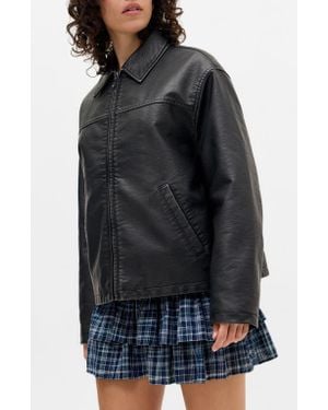 BDG Dex Wadded Faux Leather Jacket - Black