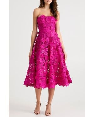HELSI Florence 3D Floral Embroidered Fit & Flare Cocktail Dress - Pink