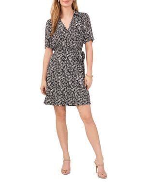 Chaus Floral Print Wrap Dress - Black