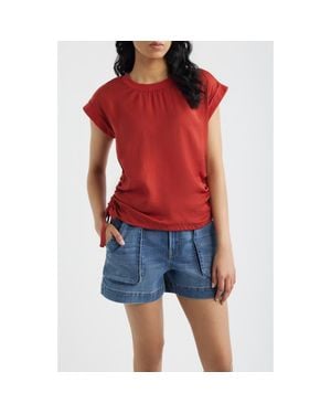 City Blues Mixed Media Drawstring T-Shirt - Red