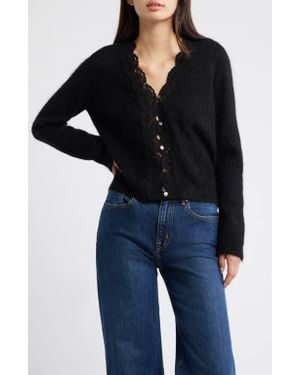 Rails Mer Lace Trim Cardigan - Black