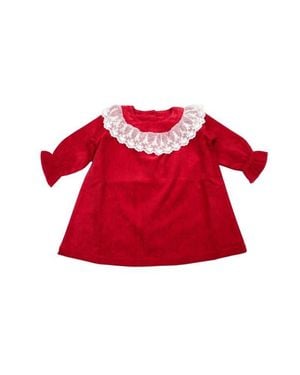 Cuclie Lace Collar Dress - Red