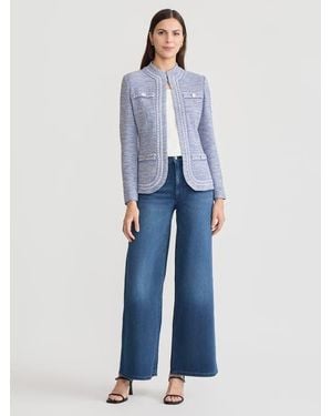 Misook Melange Tweed Knit Jacket - Blue