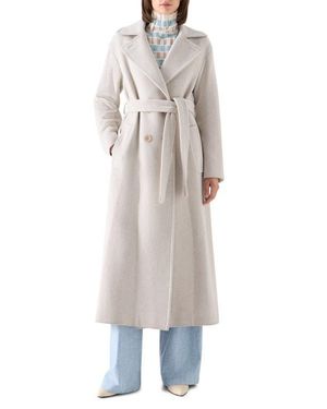 Akris Punto Herringbone Wool Blend Maxi Coat - White