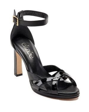 Elizee Rhea Sandal Leather Platform Heels - Black
