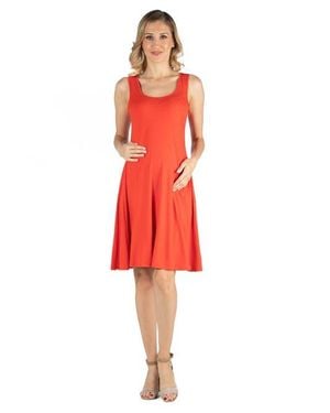 24seven Comfort Apparel Maternity A-Line Slim Fit And Flare Dress - Red