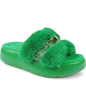 Zigi Finley Faux Fur Platform Sandal - Green