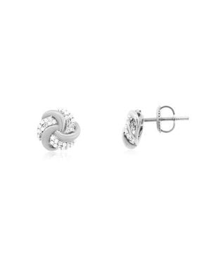 The Lovery Fine Jewelry Diamond Knot Screw Back Stud Earrings - Metallic