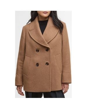 Barbour Indie Wool Blend Peacoat - Brown