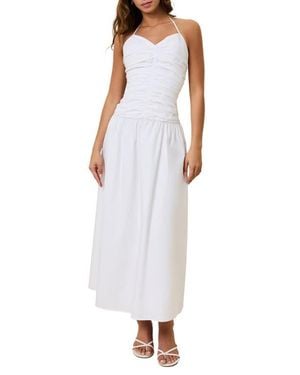 Solid & Striped The Adina Ruched Halter Maxi Dress - White
