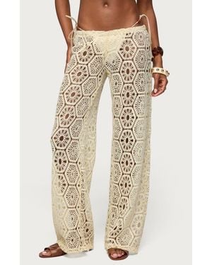 Edikted Amrita Baggy Open Stitch Pants - Natural