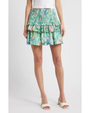 Love The Label Vera Ikat Cotton Blend Miniskirt - Green