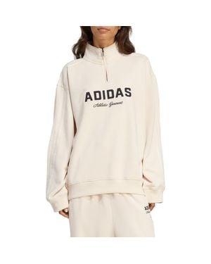 adidas Originals Athletic Department Quarter Zip Sweatshirt - Natural