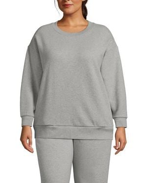 Lands' End Plus Size Serious Sweats Relaxed Long Sleeve Crew Neck Sweatshirt - Gray