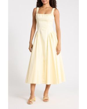 House Of Cb Dorothy Stretch Pima Cotton Cocktail Midi Dress - Natural