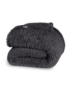 Bare Home Solid Faux Shearling Blanket - Gray