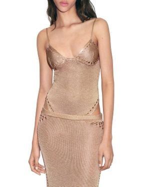 Mango Open Stitch Metallic Bodysuit - Orange