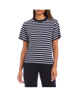 Karen Kane Stripe Cotton T-Shirt - Blue