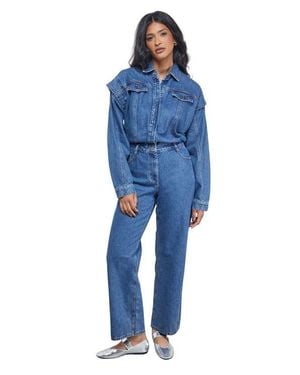 Warehouse Tony Denim Jumpsuit - Blue