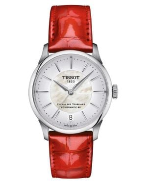 Tissot Chemin Des Tourelles Powermatic 80 Leather Strap Watch, 34Mm - Red