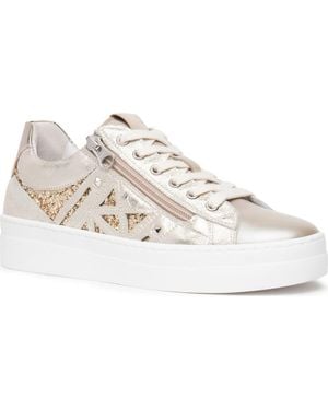 Nero Giardini Metallic Side Zip Platform Sneaker - White