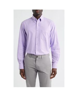 Eagle Regular Fit Cotton Button-Down Oxford Shirt - Purple