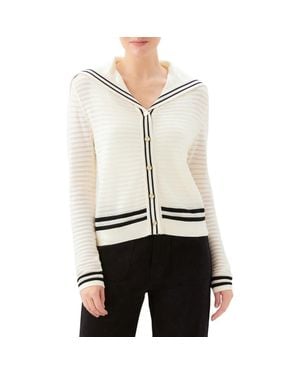 Karen Kane Stripe Sailor Collar Cardigan - White