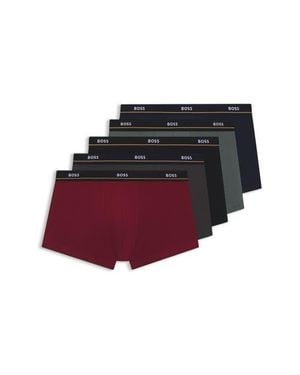 BOSS Assorted 5-Pack Essential Stretch Cotton Trunks - Red