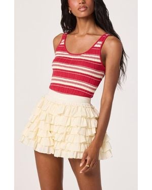 Astr Kaylea Stripe Rib Sweater Tank - Red