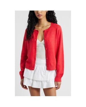 BP. Crewneck Cotton Blend Cardigan - Red