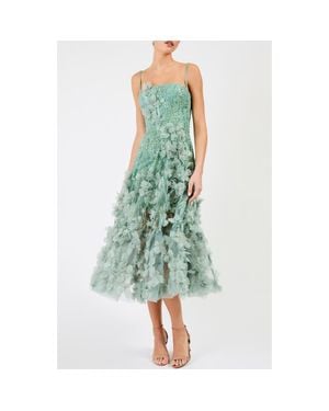 HELSI Lily Sequin Floral Appliqué Midi Dress - Green