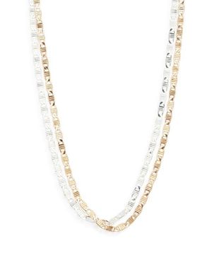 Open Edit Set Of 2 Textured Chain Link Necklaces - Multicolor