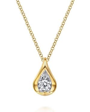 Gabriel & Co. 14K Diamond Teardrop Pendant Necklace - Metallic