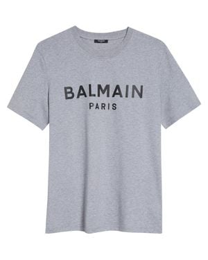 Balmain Print Cotton T-Shirt - Gray