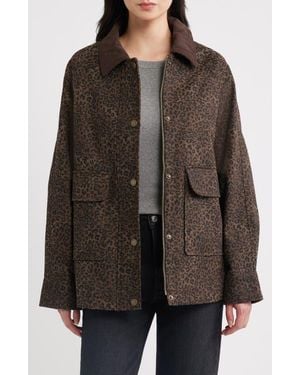 BCBGMAXAZRIA Corduroy Collar Cotton Barn Jacket - Brown
